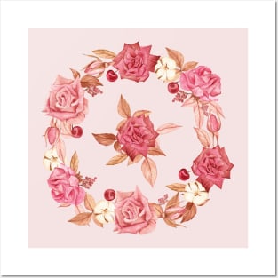 Roses wreath composition Posters and Art